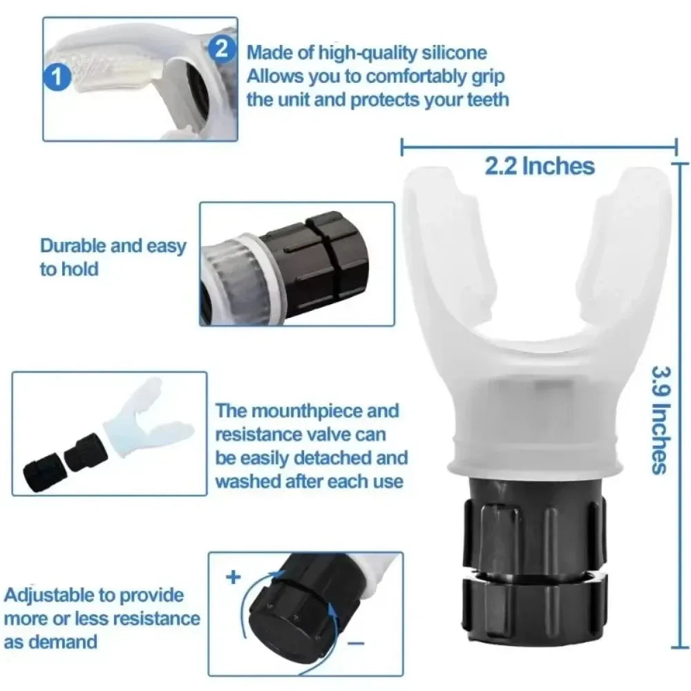 Portable Lung Fitness Exerciser - Adjustable Resistance Breathing Workout Device for Endurance Training