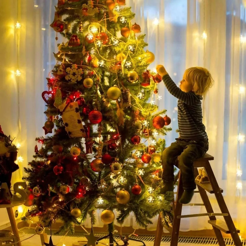 Guirnalda de Luces LED Copo de Nieve ❄️ | Decoración Navideña USB/Batería – 10/20/40/80 LEDs – Luz Cálida